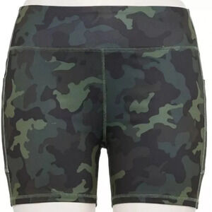 WOMENS TEK GEAR BIKER SHORTS HIGH WAISTED SIZE L CAMO